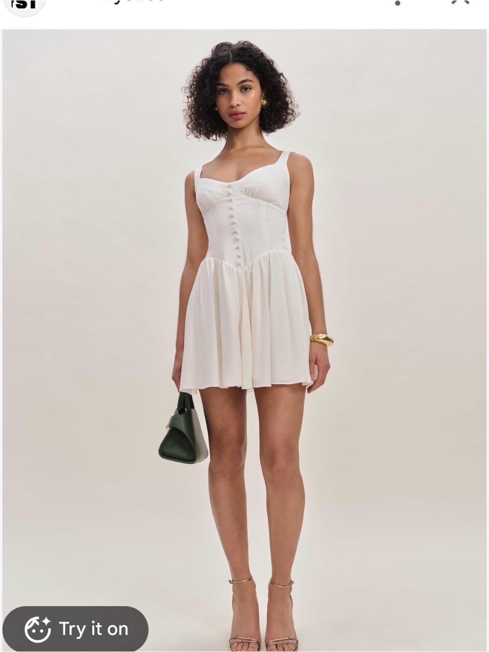 Reformation Wynn Dress Cream Button-Front Mini Dress